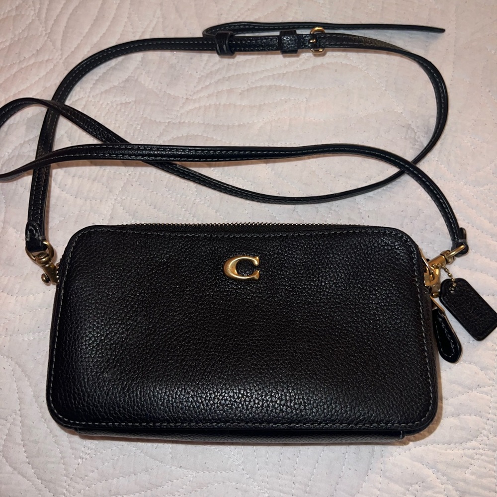 Coach Black Crossbody Bag with Gold Details